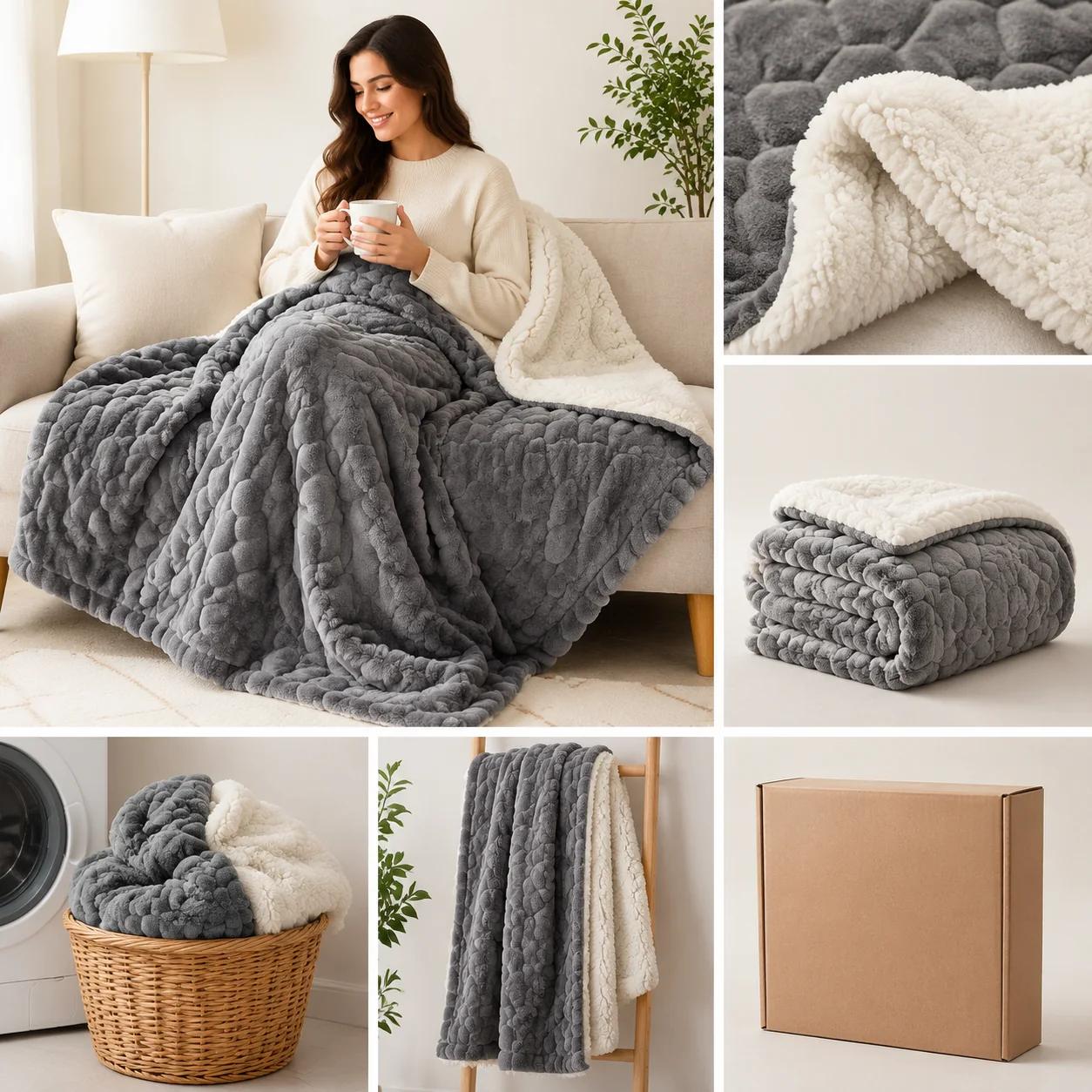 Pebbleloft Reversible Sherpa Throw - Image 4
