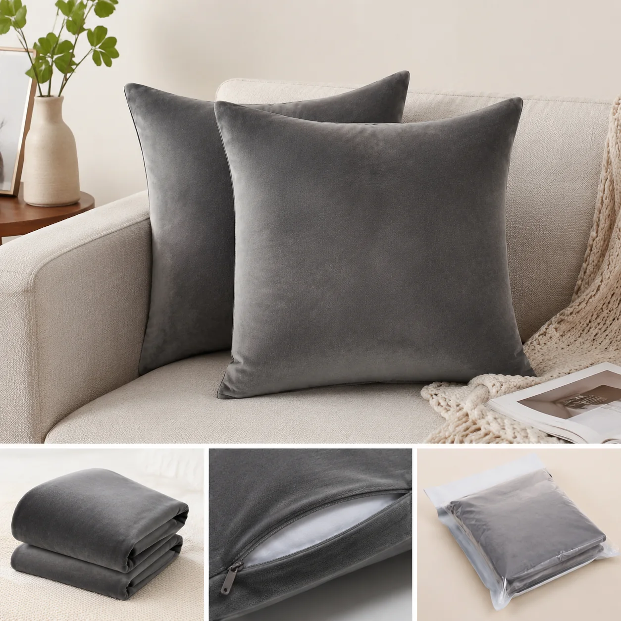 Pebbleloft Velvet Accent Pillow Cover Pair - Image 4